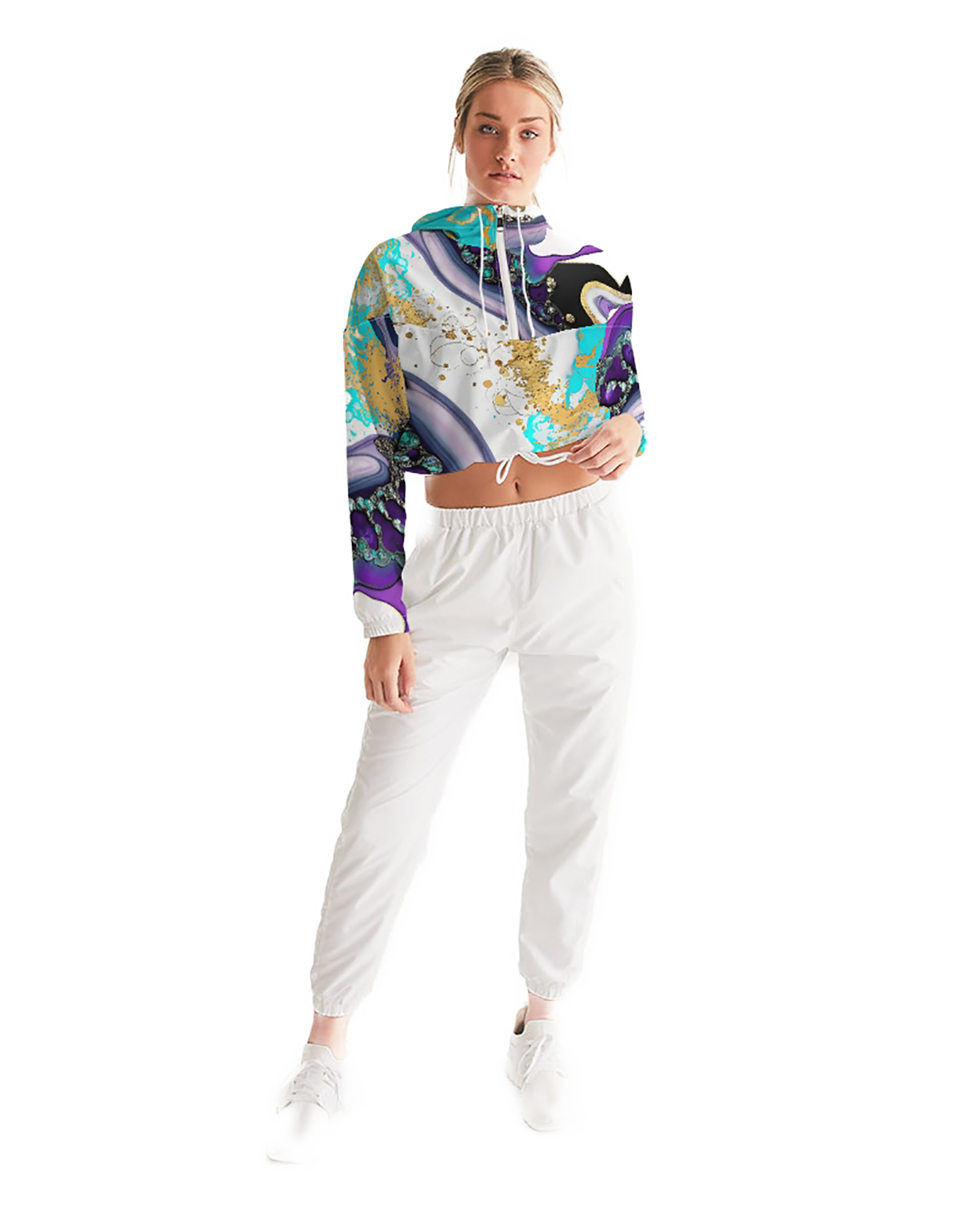 Arty cropped windbreaker for girls. Streetwear Top. Activewear Top. Runners top. Artz by WickedYo.